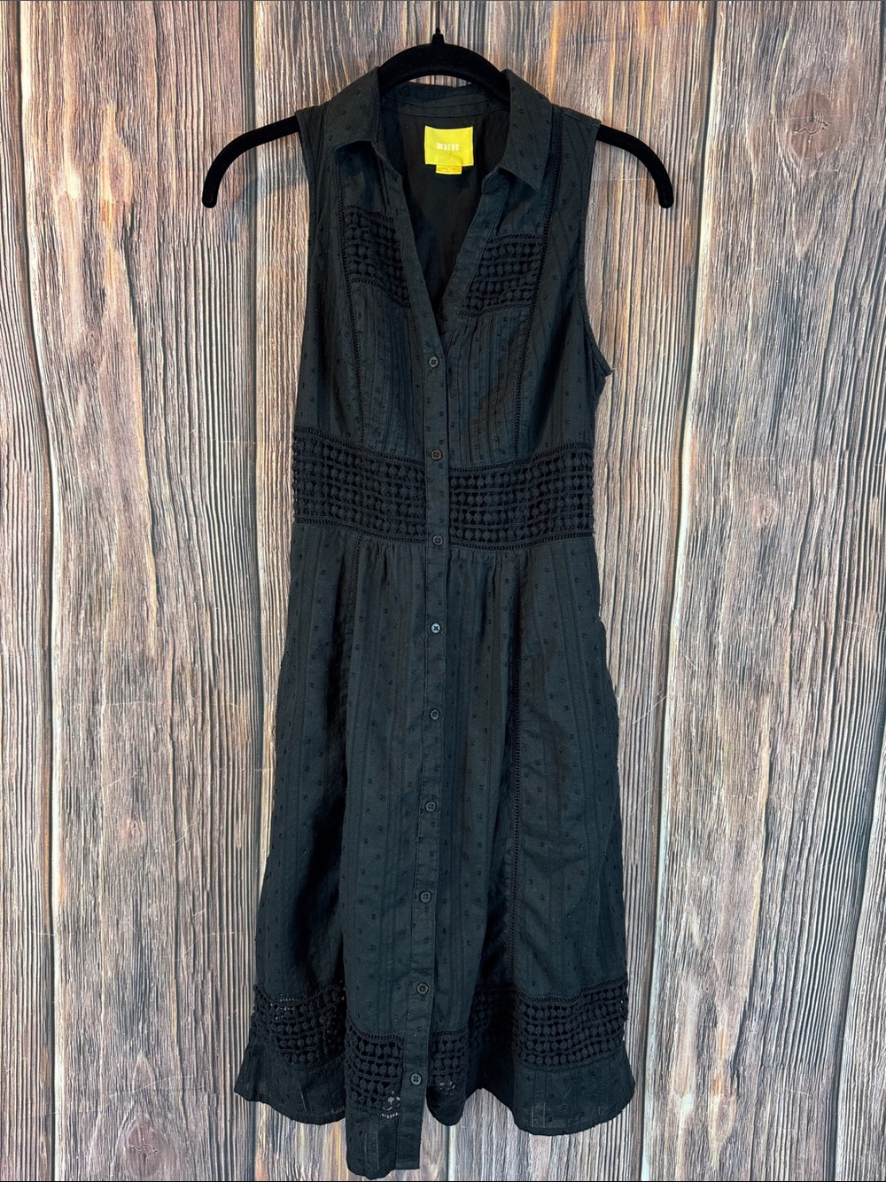 Maeve Black Sleeveless Button-Front Midi Dress